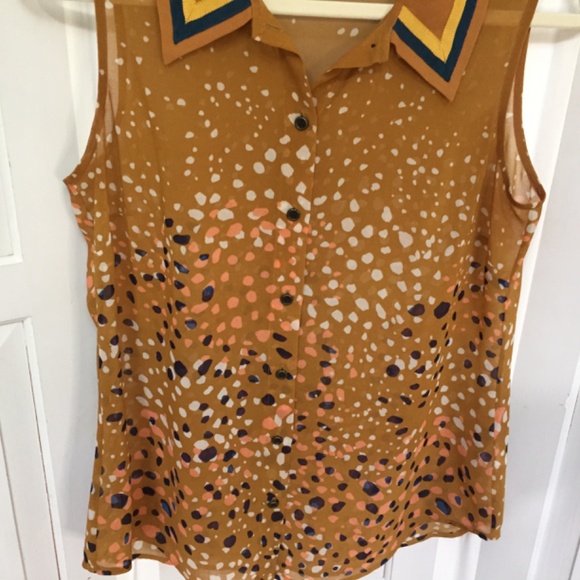 CAbi Sleeveless Button Blouse in Mustard - Picture 4 of 15